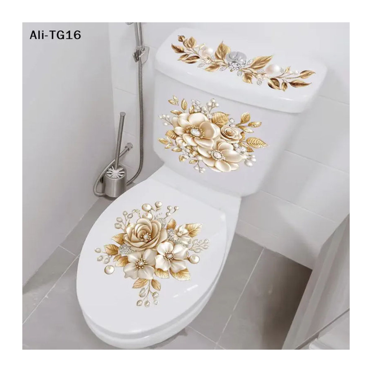 Ys31 Selbstklebender Wandaufkleber mit floralem Perlen-Blumen-Design in Mehrfarbig für Badezimmer und Heimdekoration - Bild 2
