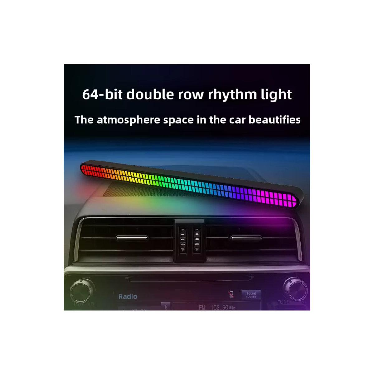 YSRSAI RGB LED Musik Rhythmus Licht mit Sprachsteuerung, magnetische 30 cm LED Bar für Auto Atmosphäre Beleuchtung - Bild 4