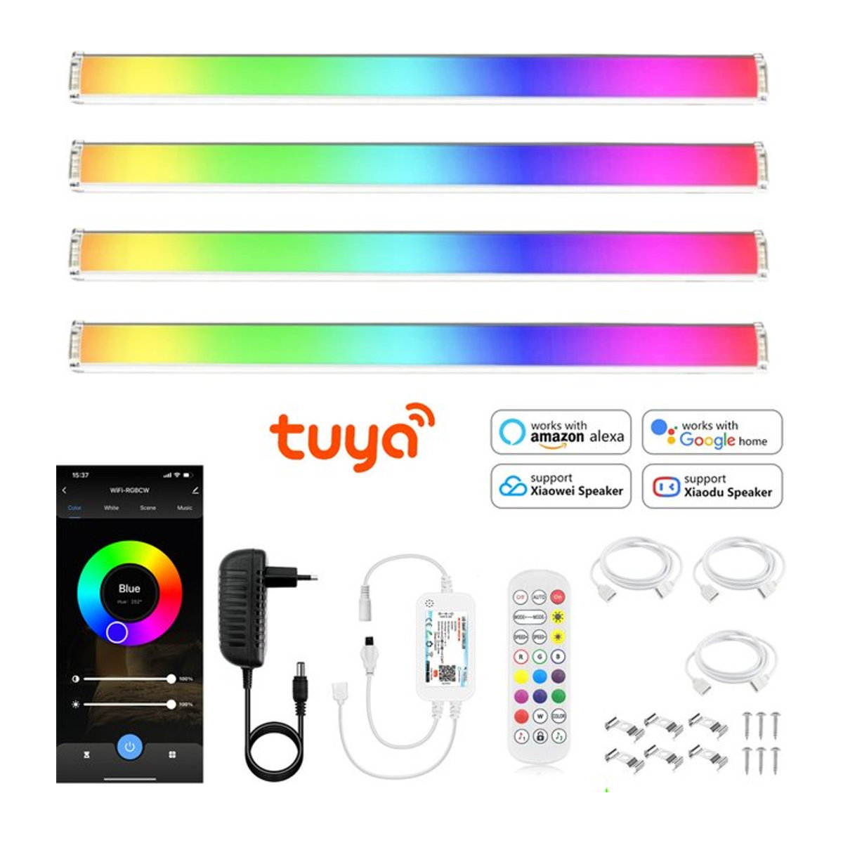 YSRSAI Smart LED Schrankbeleuchtung Tuya Wifi RGB Dimmbare Lampe mit App- und Sprachsteuerung, Länge: 30 cm - Bild 1