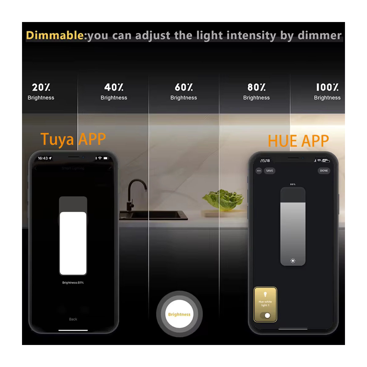 YSRSAI Tuya Zigbee 3.0 COB LED Streifen Warmweiß dimmbar mit 320 LEDs/m via USB 5V kompatibel mit Alexa und Google Home - Bild 3