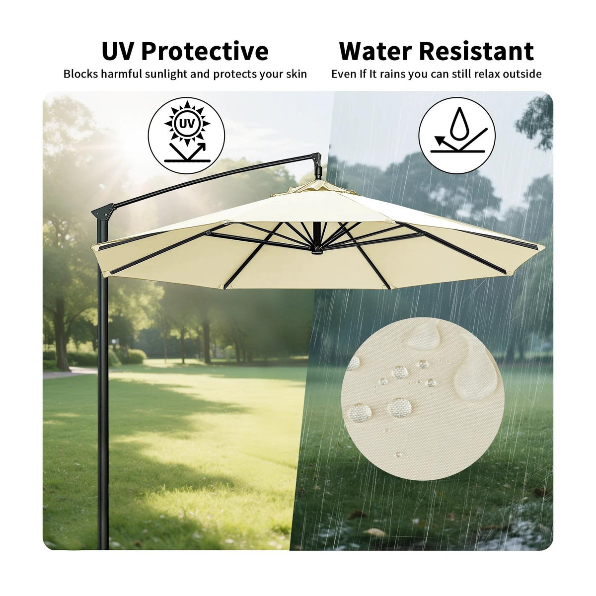 YTO Home 2 Wasserdichter Sonnenschirm Ersatzbezug für Terrassen und Garten mit 8 Rippen, 3m Durchmesser - Bild 2