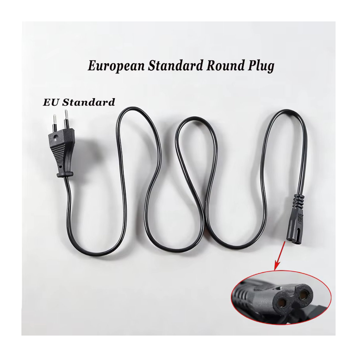 Yu Xi Netzkabel Schwarz für PS2 PS3 PS4 CD-Player und Laptop mit 1m Länge und wahlweise europäischem Rundstecker oder amerikanischem Flachstecker - Bild 2