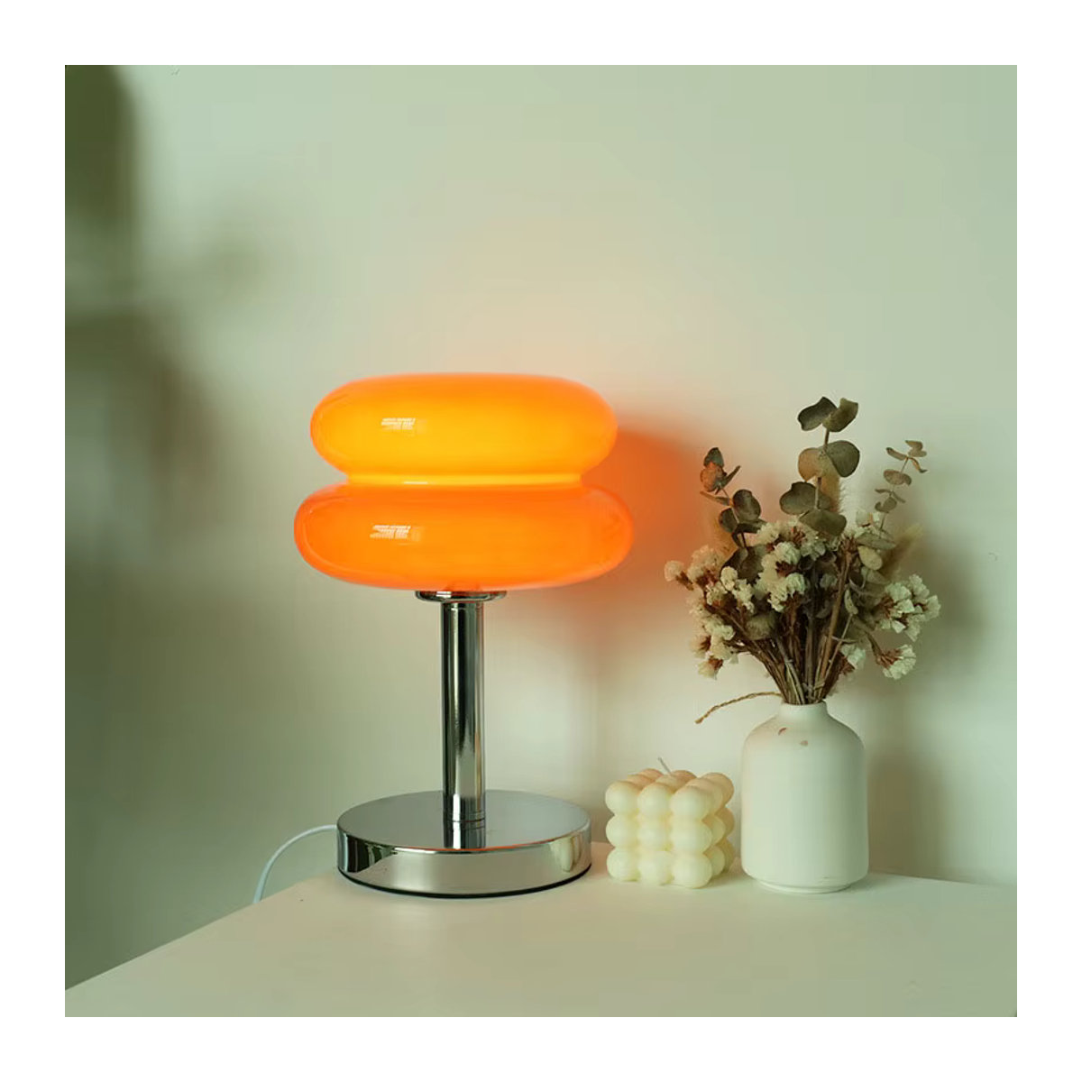 Yueyi Macaron Glas Tischlampe in Orange mit dimmbarer Trikromatik für Wohnzimmer und Schlafzimmer - Bild 3