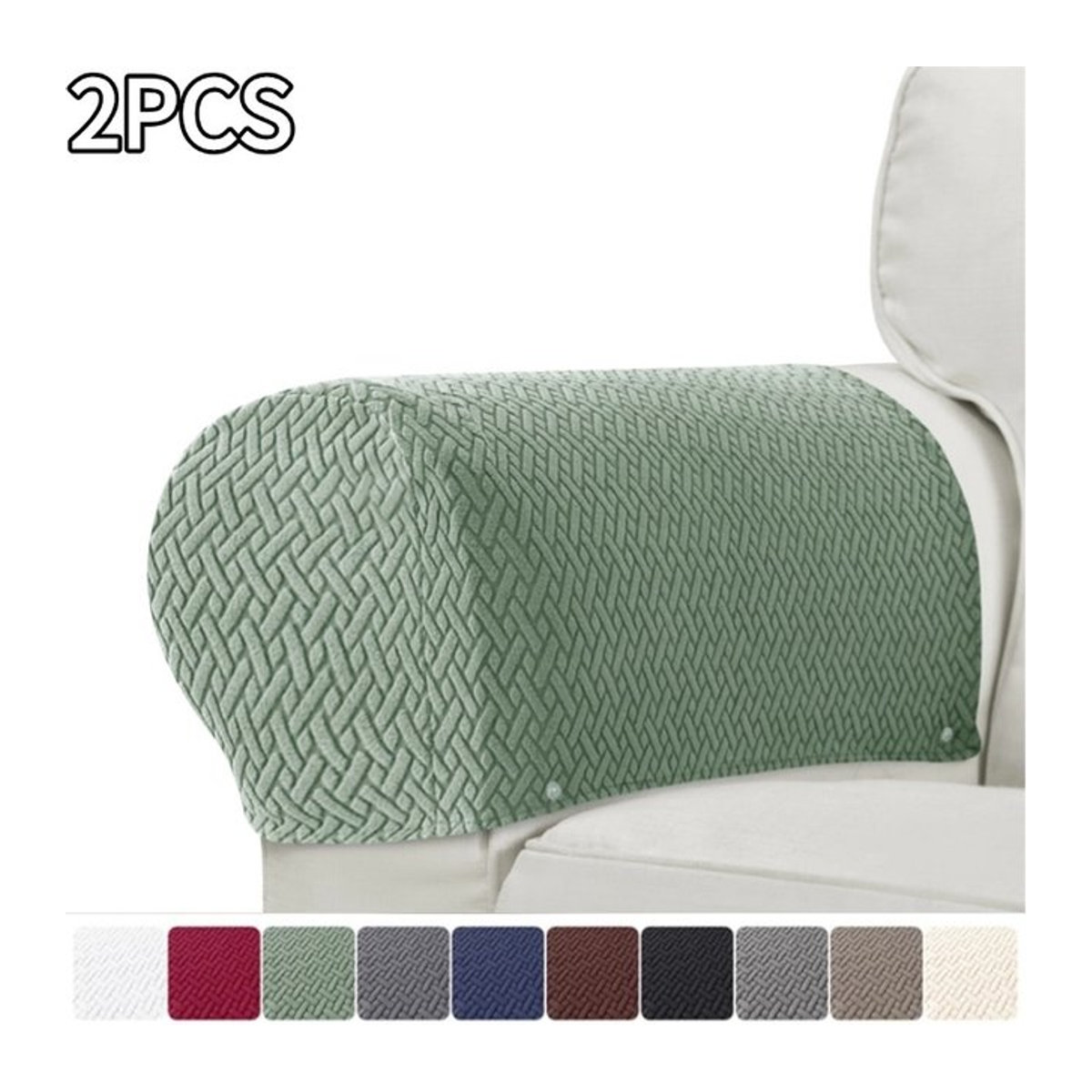 Yupartex 2er-Set Jacquard Armlehnen-Schutzbezüge für Sofas in Schwarz und Grün - Bild 1