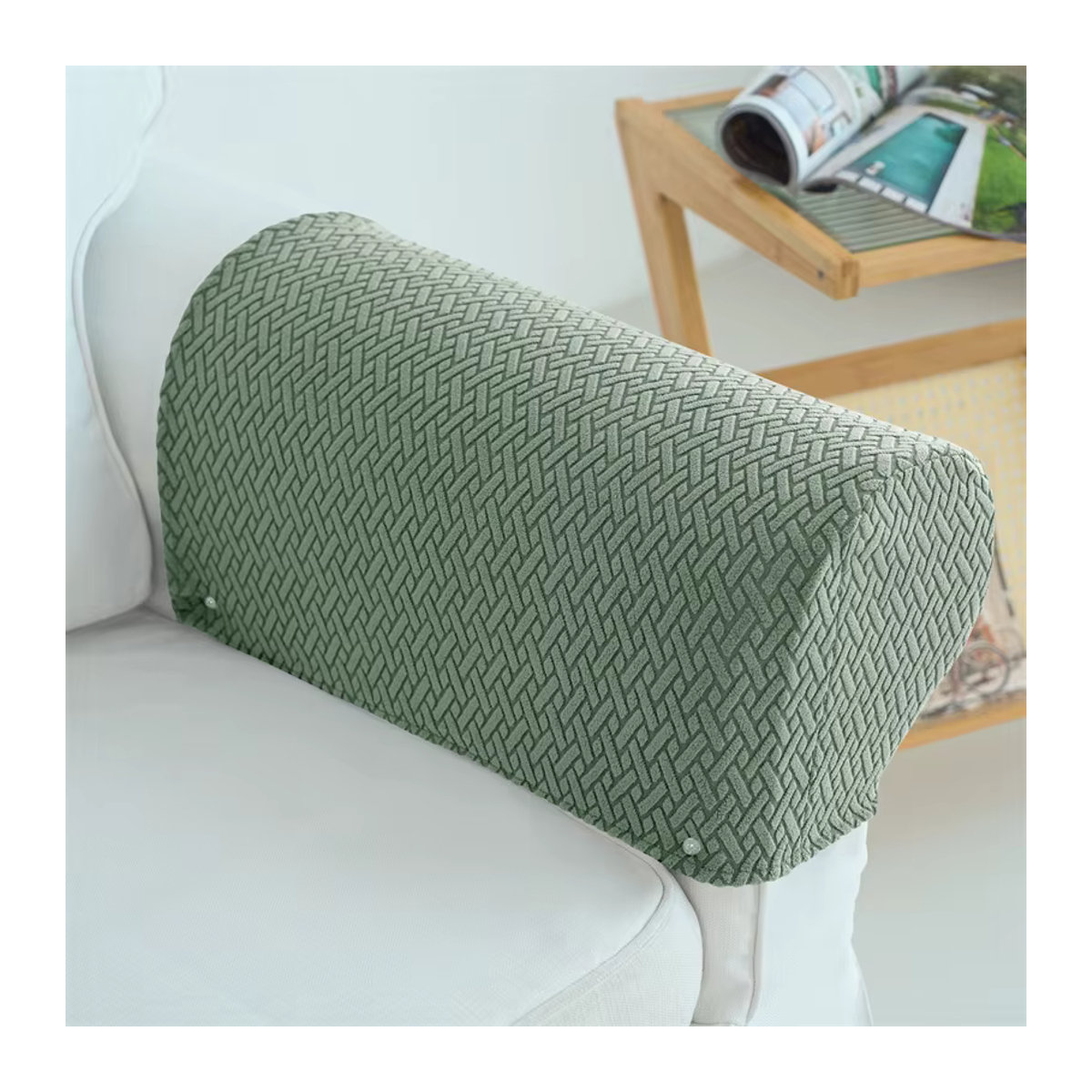 Yupartex 2er-Set Jacquard Armlehnen-Schutzbezüge für Sofas in Schwarz und Grün - Bild 3