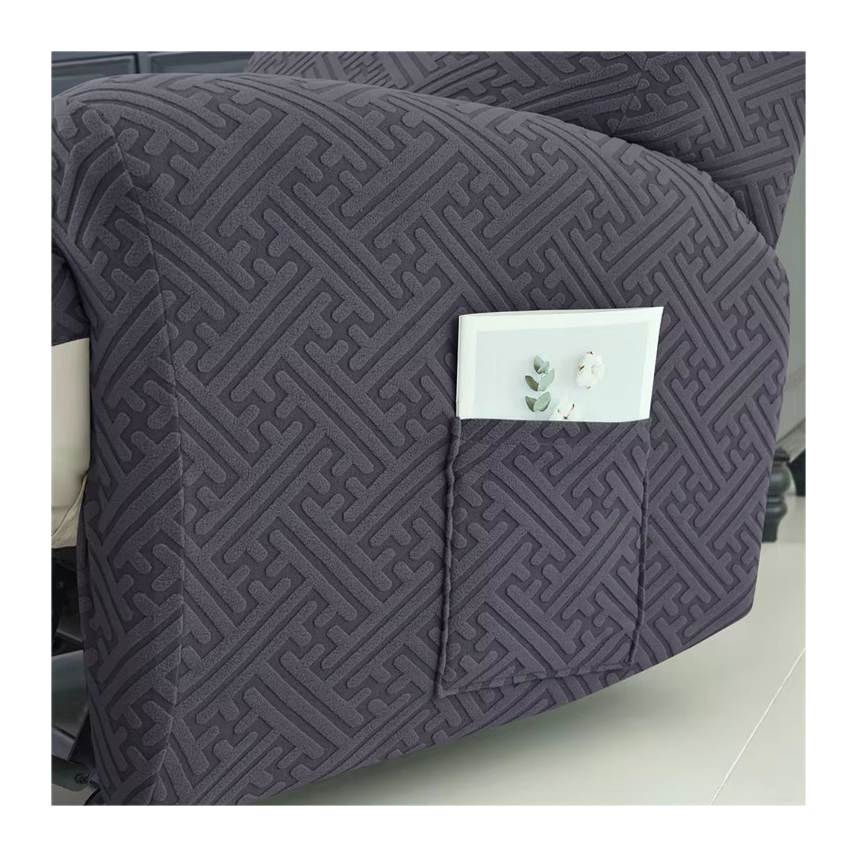 Yupartex 4-teiliges Jacquard Sofa-Schonbezug-Set in Grau mit Anti-Rutsch-Funktion für Liegesofa und Sessel - Bild 3