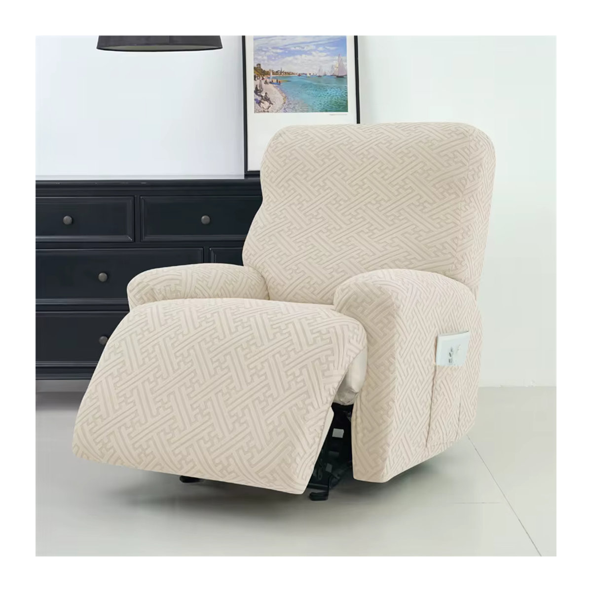 Yupartex 4-teiliges Jacquard Sofa-Schonbezug-Set in Grau mit Anti-Rutsch-Funktion für Liegesofa und Sessel - Bild 5