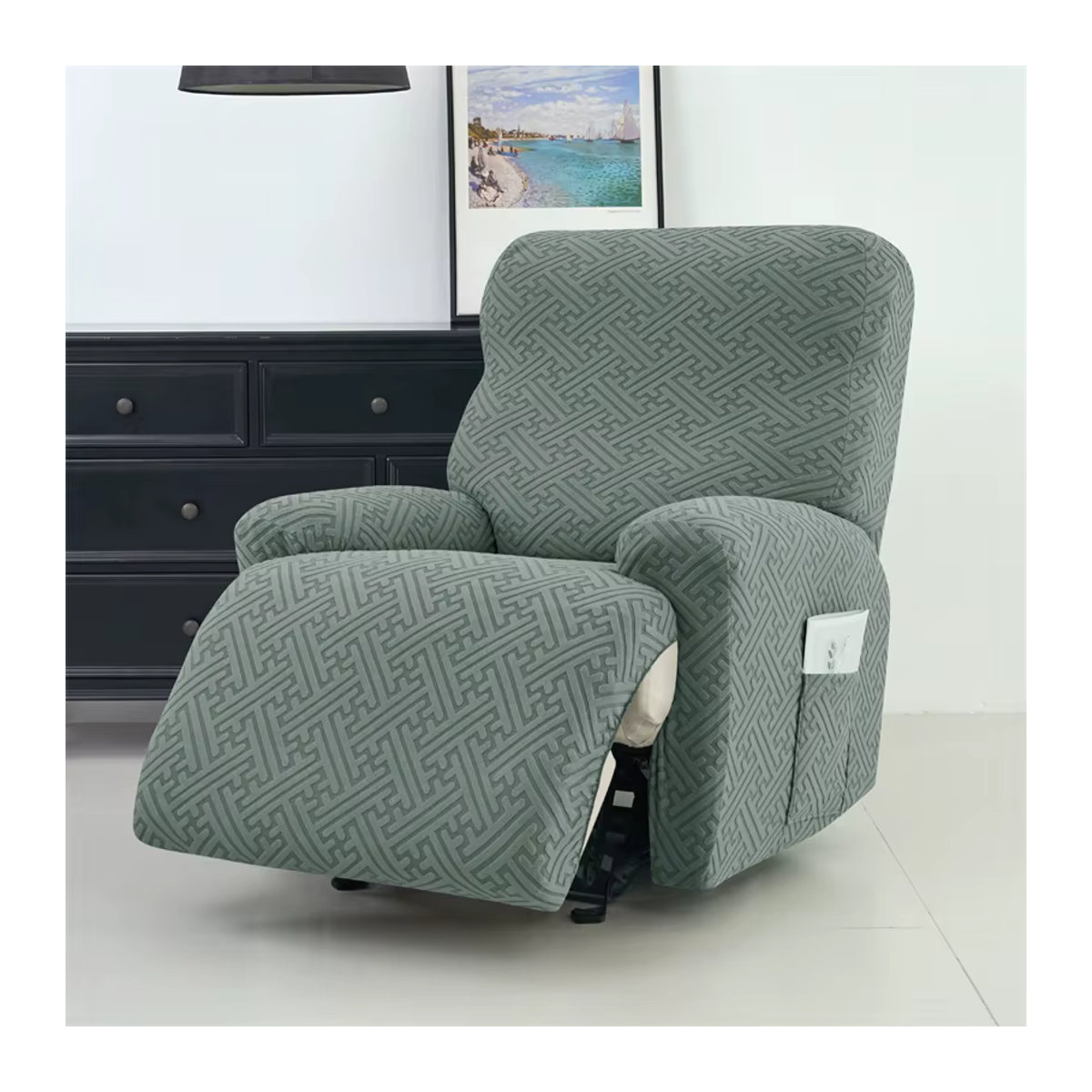 Yupartex 4-teiliges Jacquard Sofa-Schonbezug-Set in Grau mit Anti-Rutsch-Funktion für Liegesofa und Sessel - Bild 6