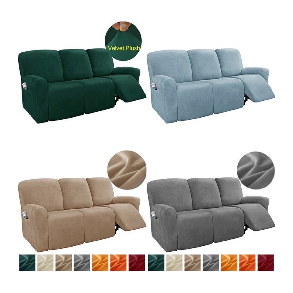 Yupartex All-Inclusive Samt Sofa Bezug für 3-Sitzer Couch und Sessel in Mehrfarbig - Bild 1