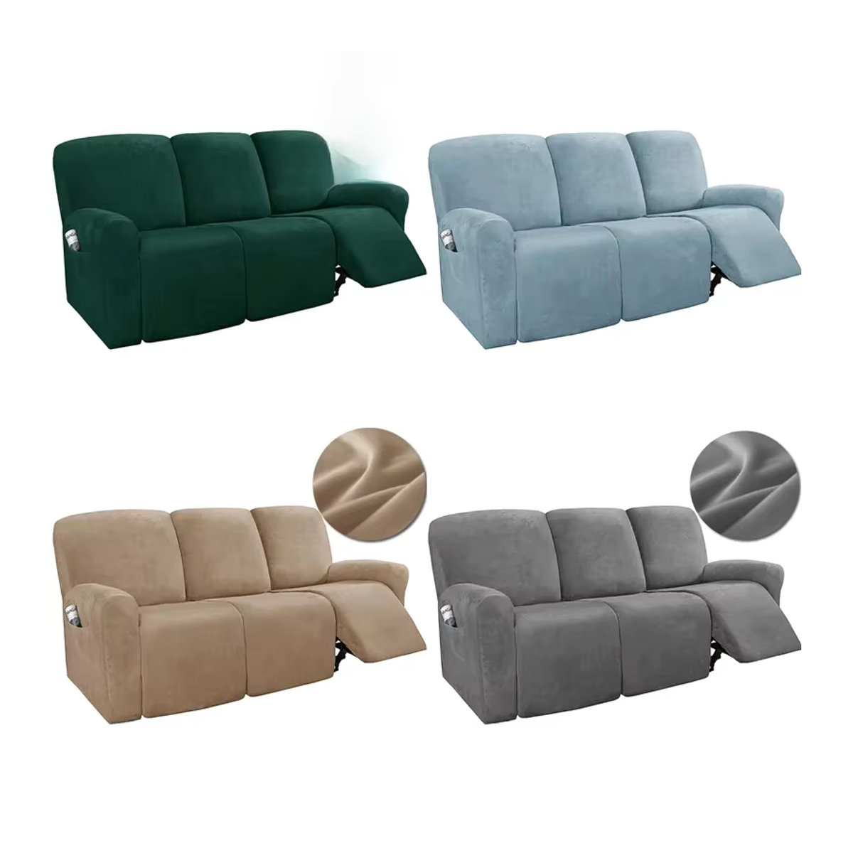 Yupartex All-Inclusive Samt Sofa Bezug für 3-Sitzer Couch und Sessel in Mehrfarbig - Bild 6