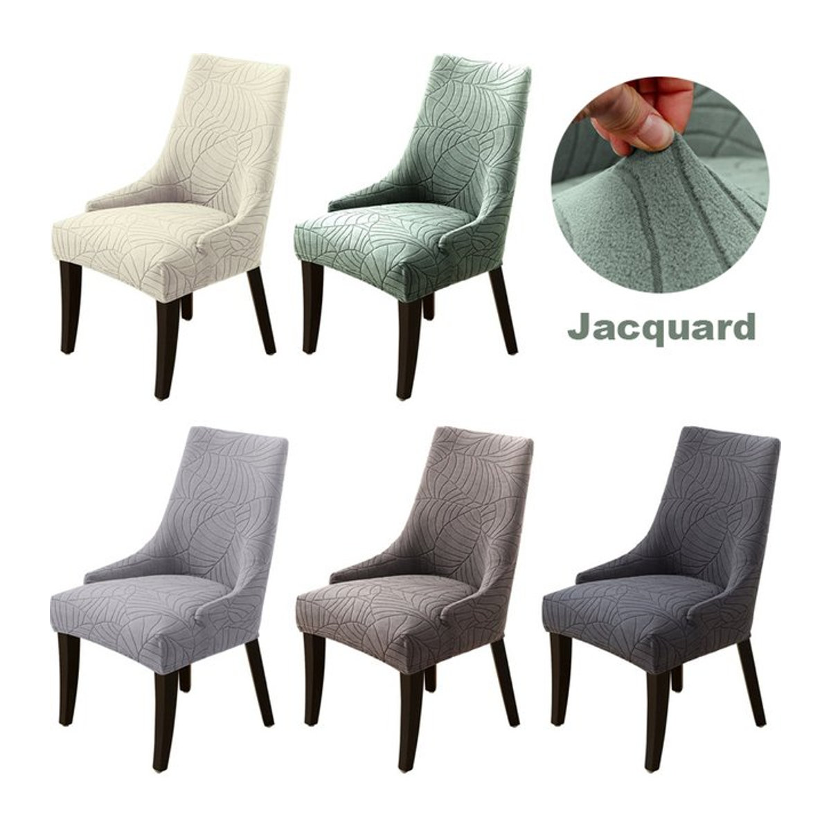 Yupartex Jacquard Esszimmer Stuhl Abdeckung mit hoher Rückenlehne, elastischer Sitzbezug in Mehrfarbig zum Schutz deiner Möbel - Bild 1