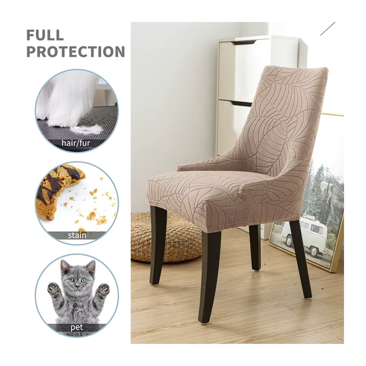 Yupartex Jacquard Esszimmer Stuhl Abdeckung mit hoher Rückenlehne, elastischer Sitzbezug in Mehrfarbig zum Schutz deiner Möbel - Bild 2