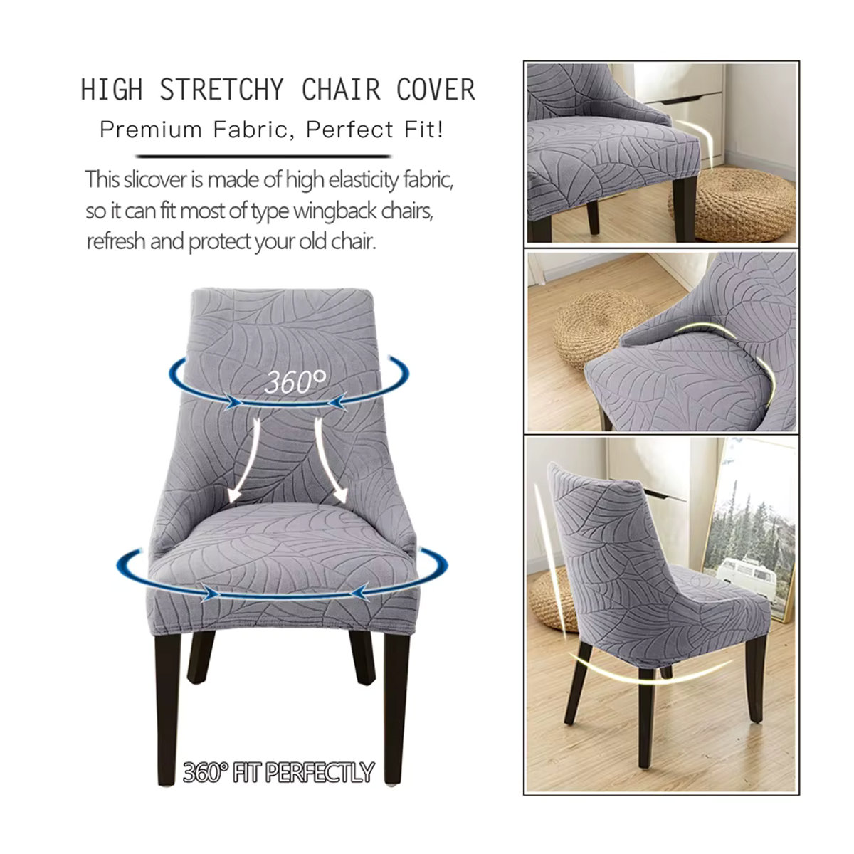 Yupartex Jacquard Esszimmer Stuhl Abdeckung mit hoher Rückenlehne, elastischer Sitzbezug in Mehrfarbig zum Schutz deiner Möbel - Bild 4