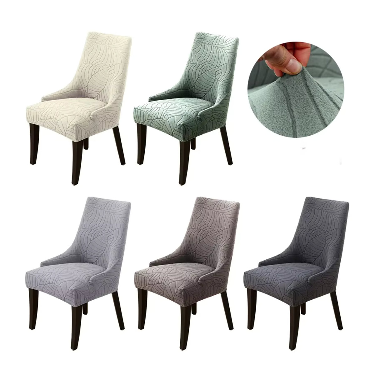 Yupartex Jacquard Esszimmer Stuhl Abdeckung mit hoher Rückenlehne, elastischer Sitzbezug in Mehrfarbig zum Schutz deiner Möbel - Bild 5