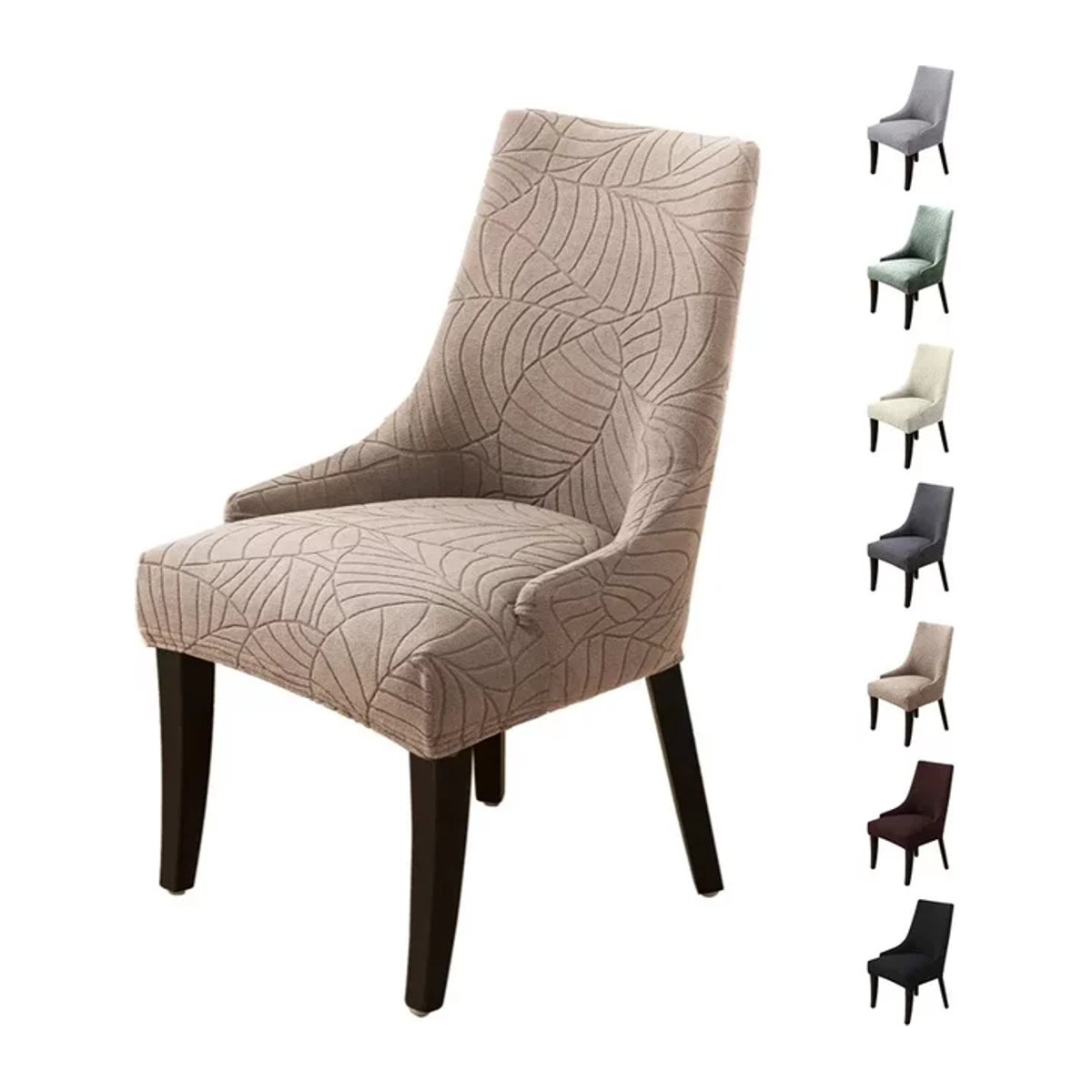 Yupartex Jacquard Stuhlbezug in Beige, waschbarer Schutzbezug für Esszimmerstühle - Bild 1