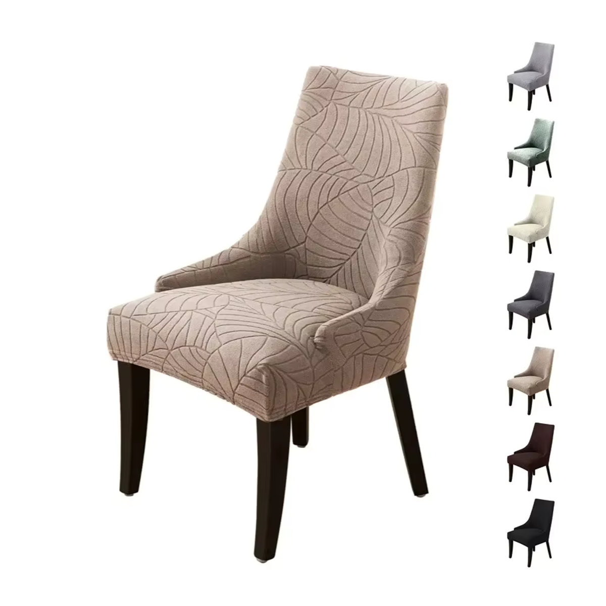 Yupartex Jacquard Stuhlbezug in Beige, waschbarer Schutzbezug für Esszimmerstühle - Bild 4