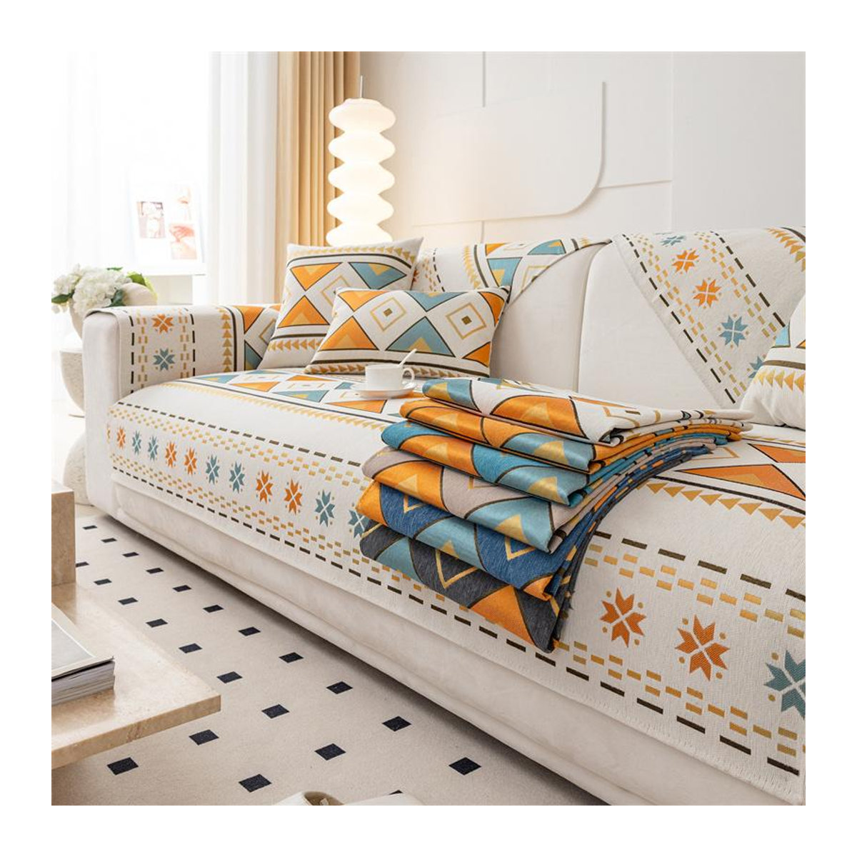 Yupartex Nordische Chenille Sofabezug in Bunt, rutschfest und staubdicht, B/B: 70 x 70 cm - Bild 1