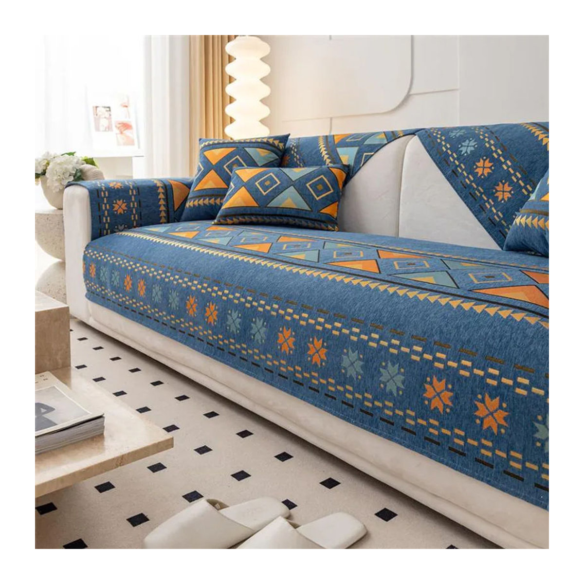 Yupartex Nordische Chenille Sofabezug in Bunt, rutschfest und staubdicht, B/B: 70 x 70 cm - Bild 2