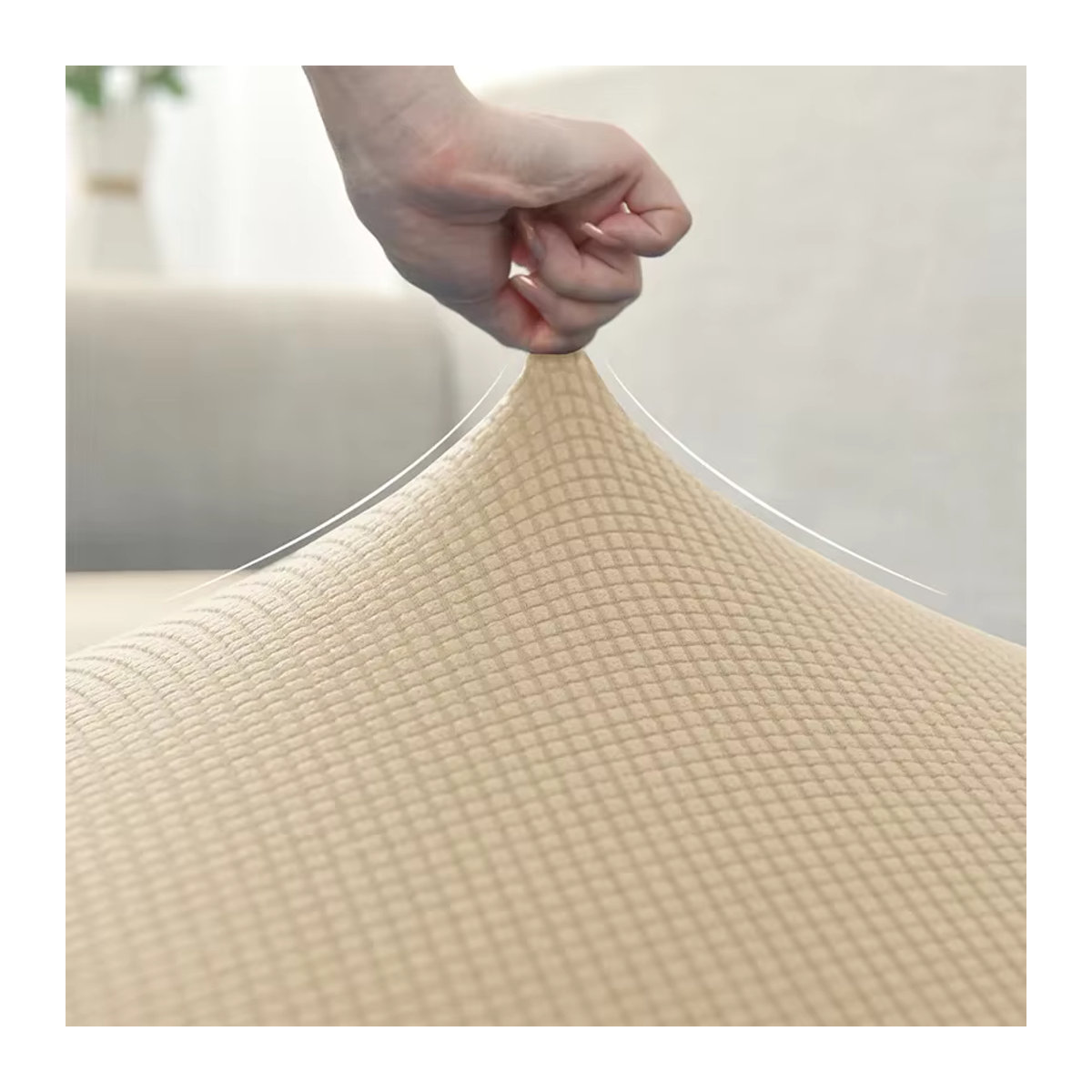 Yupartex Sofa-Kissenbezug aus Polar Fleece in Beige, schmutzabweisender und abnehmbarer Stretch-Sitzbezug für dein Wohnzimmer - Bild 3