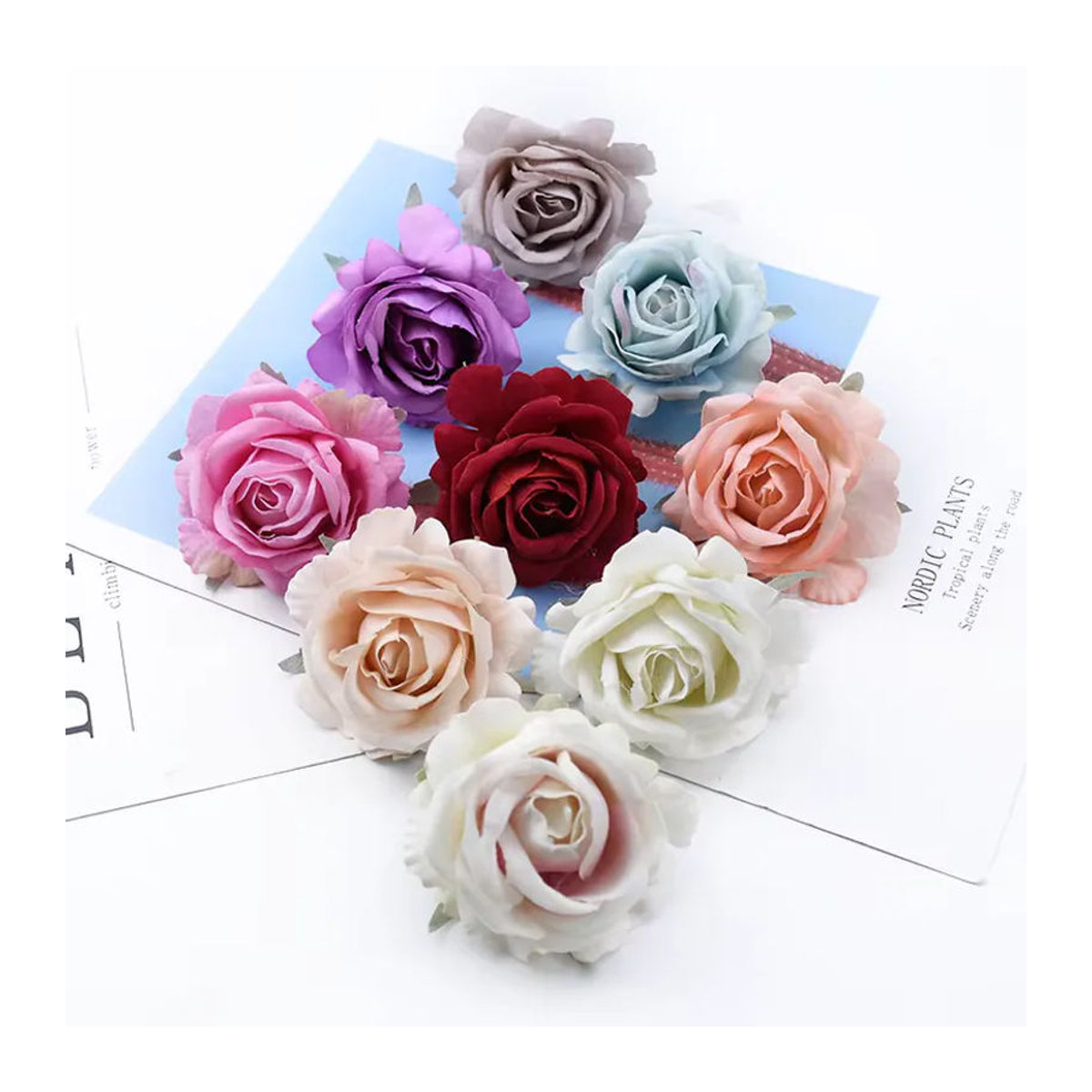 Yusheng Samt-Rosenköpfe in Mehrfarbig für DIY-Dekorationen, Hochzeiten und Scrapbooking (10 Stück) - Bild 3