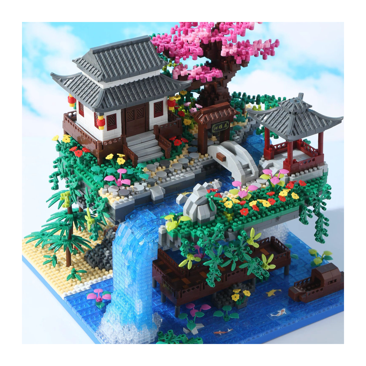 Yushinv Kirschblüten-Bauset Sakura-Baumhaus mit Musikfunktion Symphonie, 3320 Teile, mehrfarbig - Bild 2