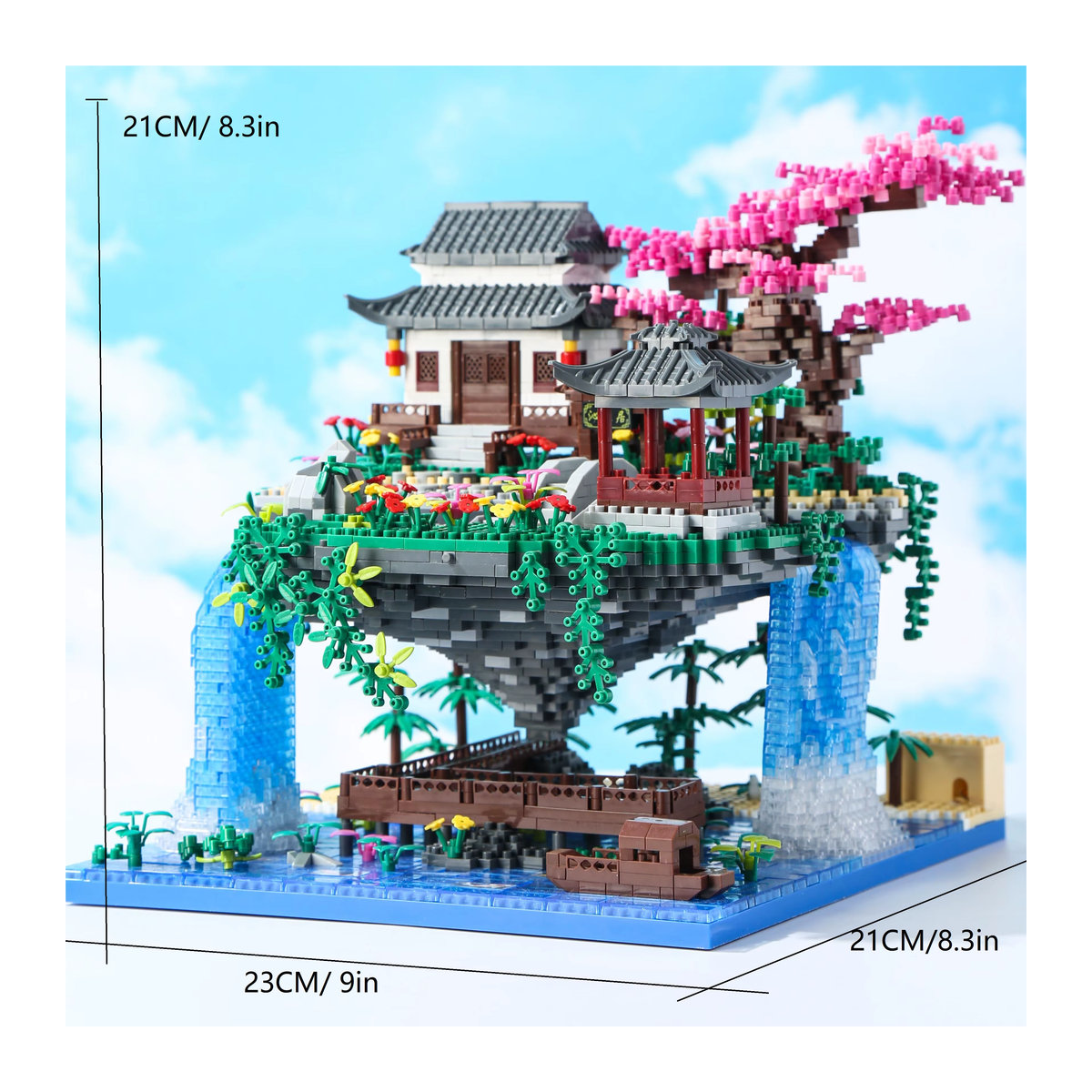Yushinv Kirschblüten-Bauset Sakura-Baumhaus mit Musikfunktion Symphonie, 3320 Teile, mehrfarbig - Bild 3