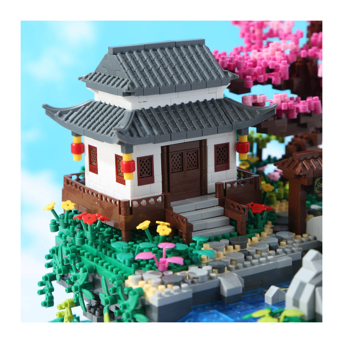 Yushinv Kirschblüten-Bauset Sakura-Baumhaus mit Musikfunktion Symphonie, 3320 Teile, mehrfarbig - Bild 5