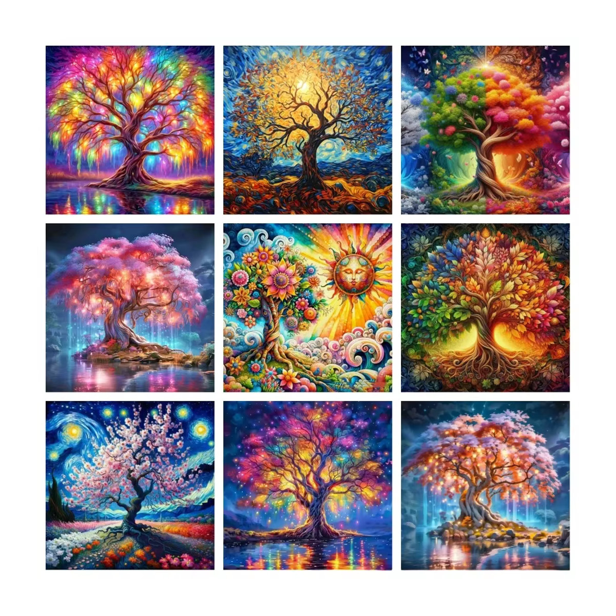 YUTTEE 5D Diamantgemälde Baum des Lebens als buntes Landschaftsmotiv für Stickerei und Heimdekoration, mehrfarbig - Bild 4