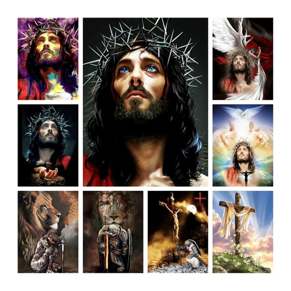YUTTEE 5D Diamantgemälde Jesus Christus DIY Kreuzstich Mosaik Kunst Mehrfarbig - Bild 1