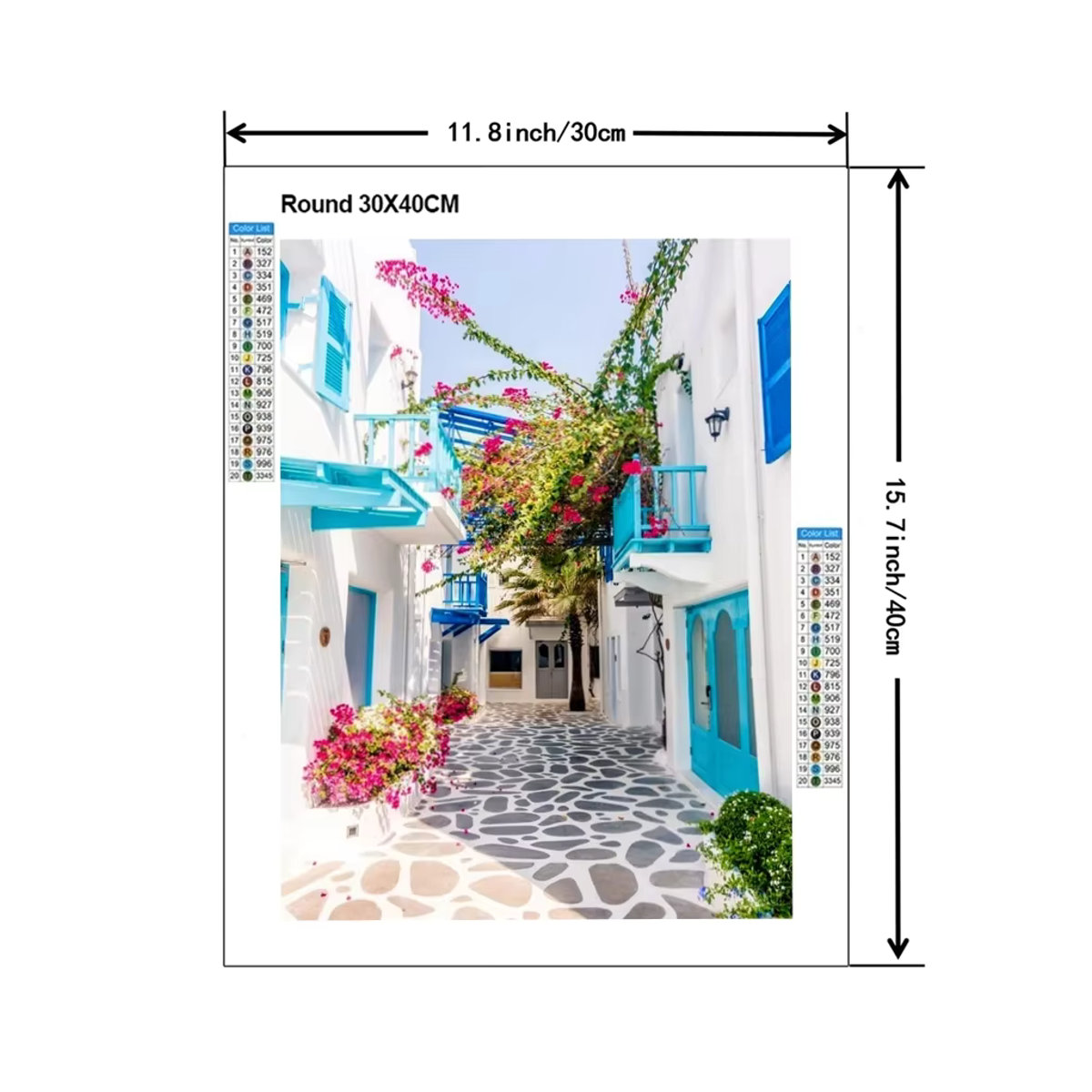 YUTTEE 5D Diamantmalerei Ägäis Landschaft Santorini und Mykonos Kunstwerk in Blau und Mehrfarbig - Bild 2