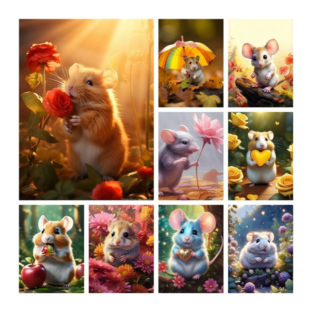 YUTTEE 5D Diamantmalerei Hamster Motiv als Mosaik-Bastelset für Kinder, mehrfarbiges Cartoon-Tier als DIY-Strass-Dekoration - Bild 1