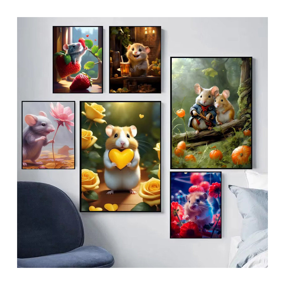 YUTTEE 5D Diamantmalerei Hamster Motiv als Mosaik-Bastelset für Kinder, mehrfarbiges Cartoon-Tier als DIY-Strass-Dekoration - Bild 2