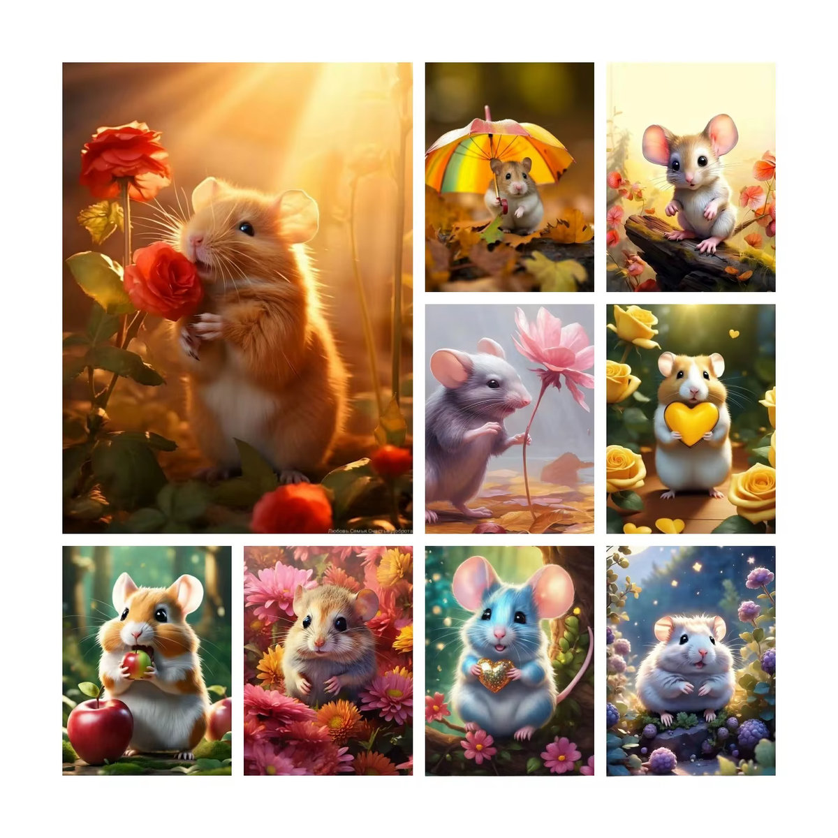YUTTEE 5D Diamantmalerei Hamster Motiv als Mosaik-Bastelset für Kinder, mehrfarbiges Cartoon-Tier als DIY-Strass-Dekoration - Bild 3