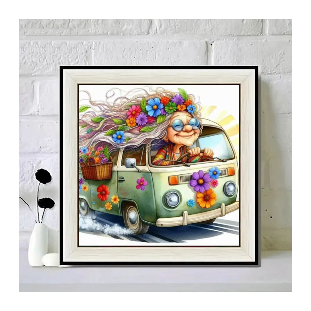 YUTTEE 5D DIY Diamantmalerei Cartoon Mädchen im Bus Mosaik Set als Kreuzstich Stickerei für Kinder, mehrfarbig - Bild 1