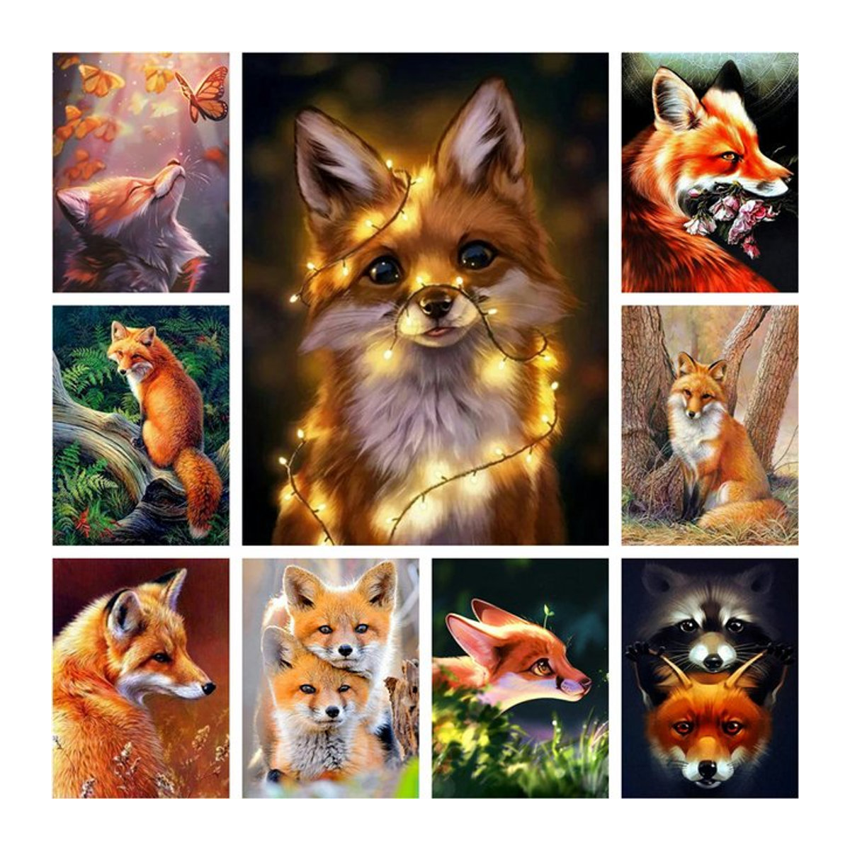 YUTTEE 5D DIY Diamantmalerei Fuchs Mosaik Set mit Vollbohrern in Mehrfarbig - Bild 1