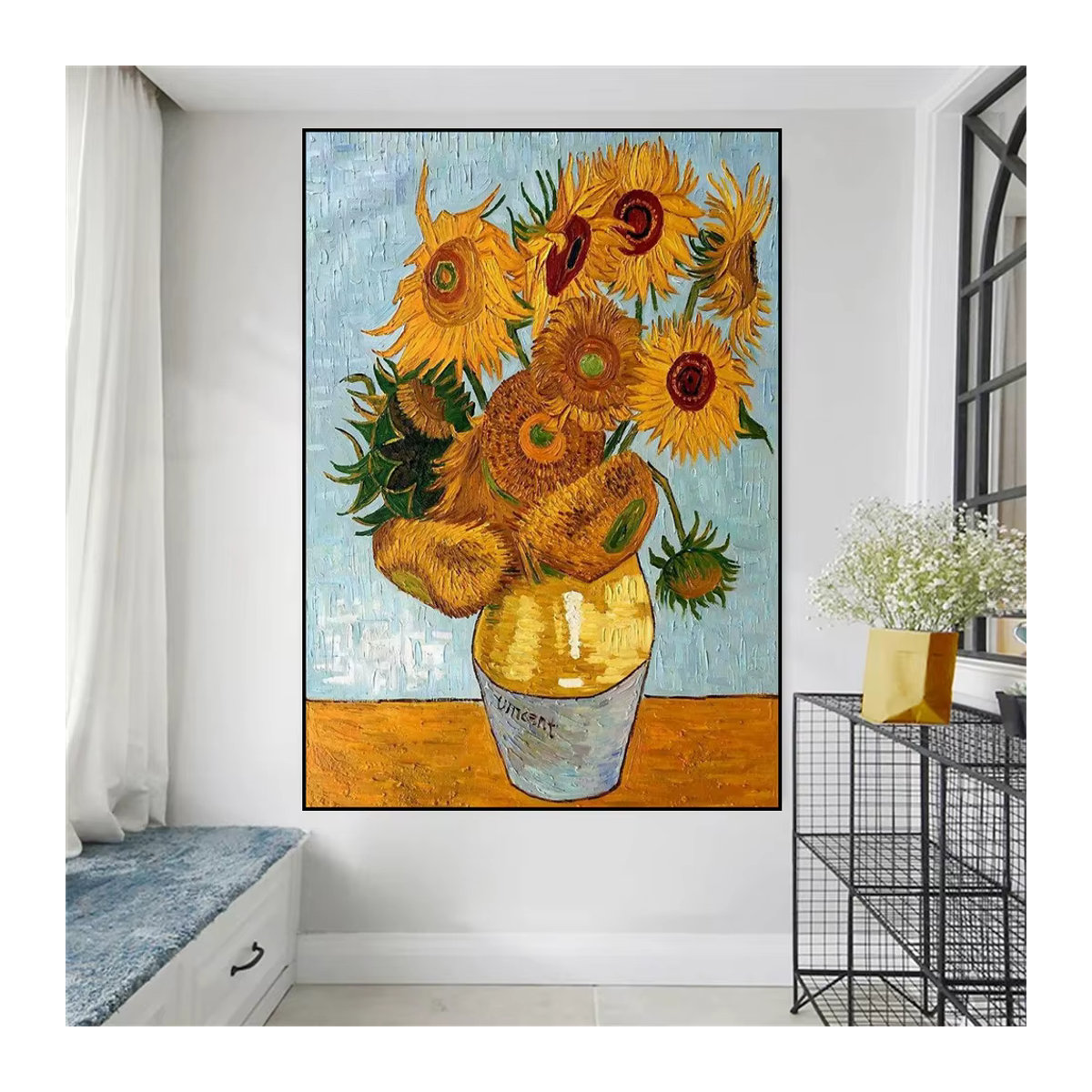YUTTEE 5D DIY Diamantmalerei Set Van Gogh Sonnenblumen in Vase, Gelb, Mosaik Kreuzstich Set für Wandmontage - Bild 3