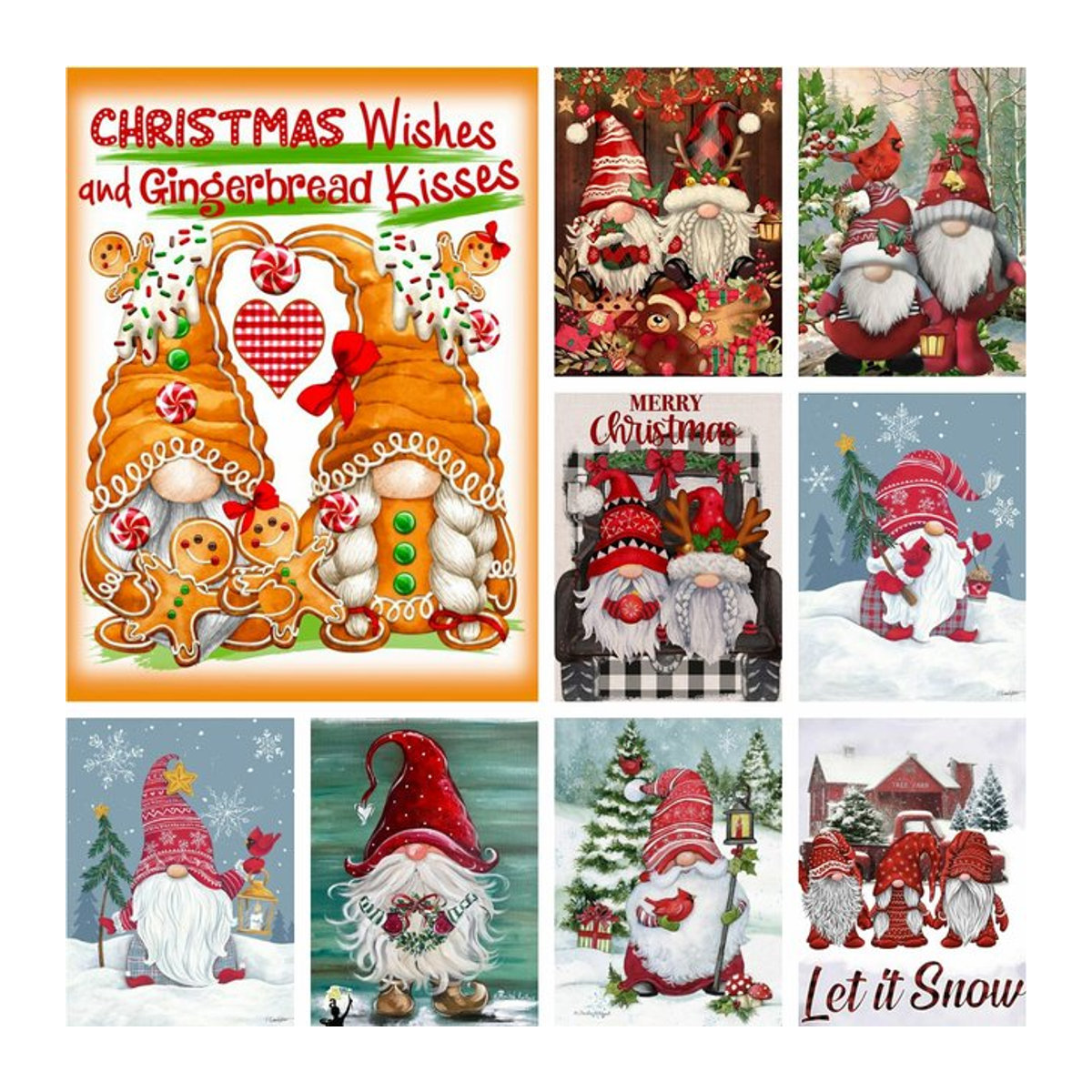 YUTTEE 5D DIY Diamantmalerei Weihnachten Elf Gnome Mosaik Set, Mehrfarbig, Rund, Durchmesser: 30 cm - Bild 1