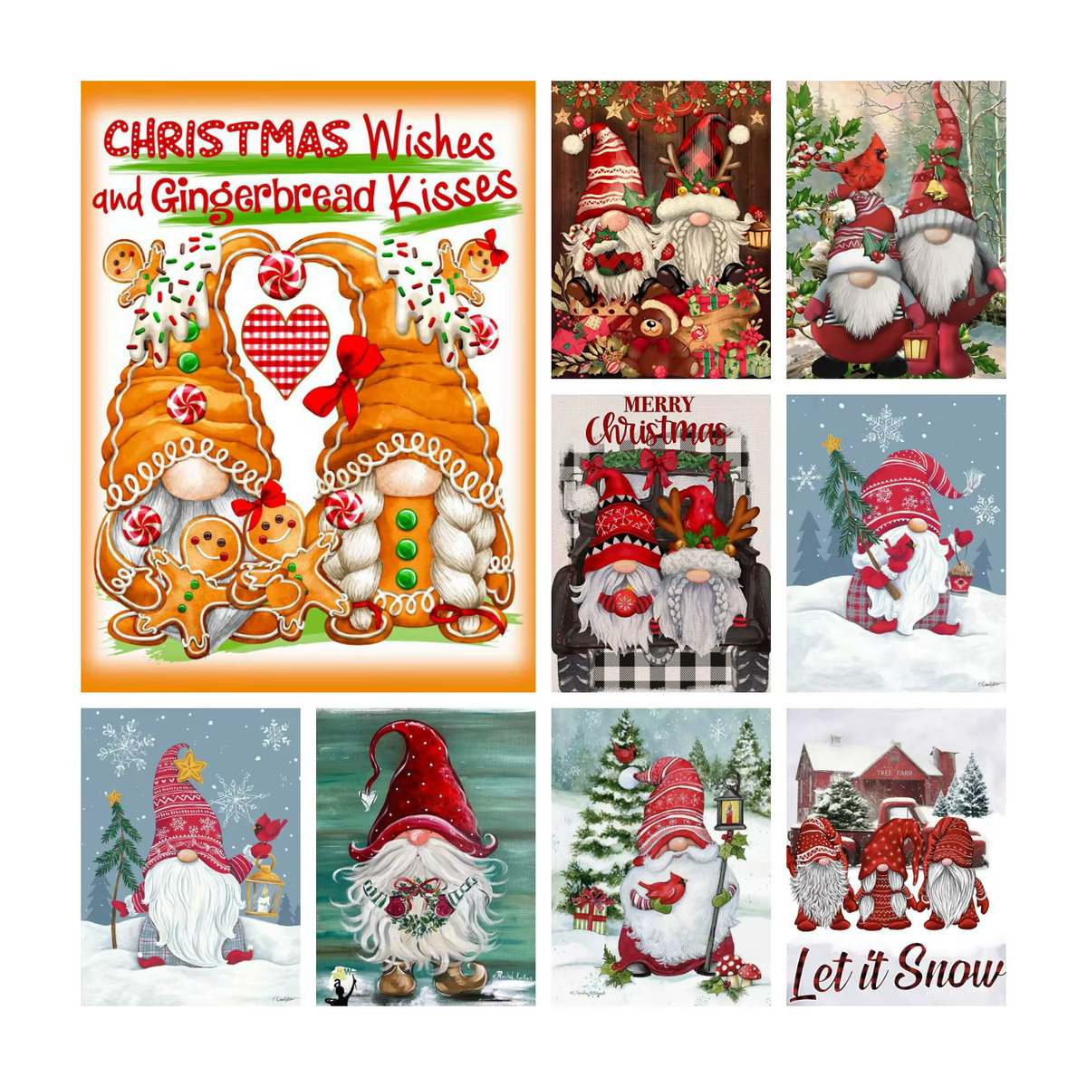 YUTTEE 5D DIY Diamantmalerei Weihnachten Elf Gnome Mosaik Set, Mehrfarbig, Rund, Durchmesser: 30 cm - Bild 2
