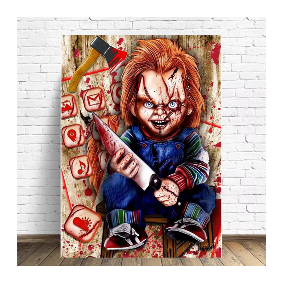 YUTTEE 5D DIY Diamond Painting Set Chucky Horror Clown Mosaik Kunst für Kinder in Mehrfarbig - Bild 2