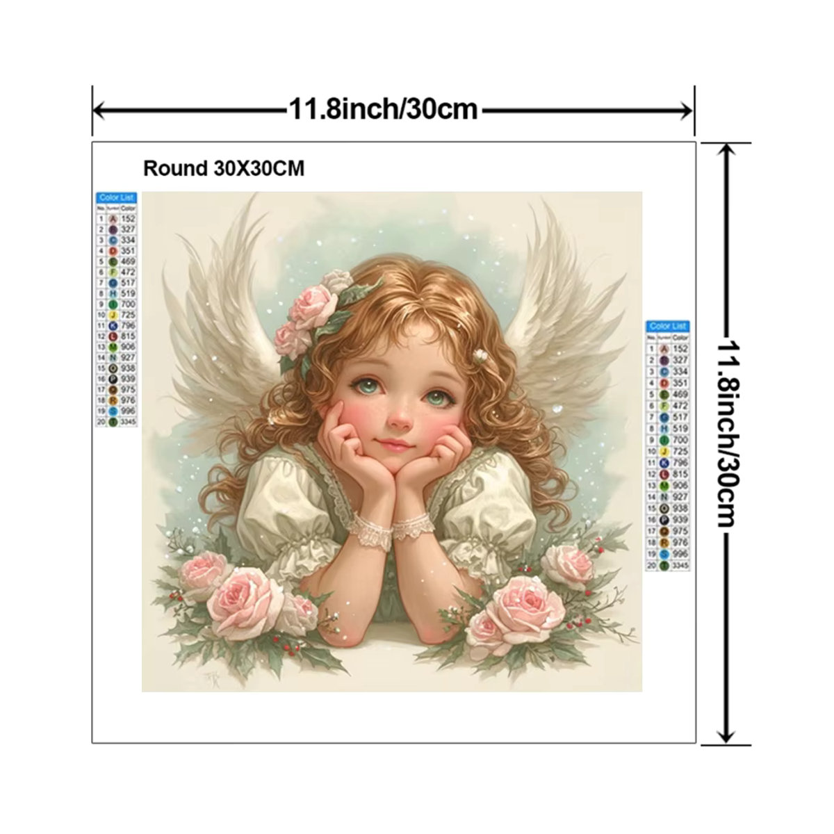 YUTTEE Diamant-Gemälde DIY Set mit Cartoon Engel Motiv, Mehrfarbig, Rund, Durchmesser: 30 cm - Bild 3