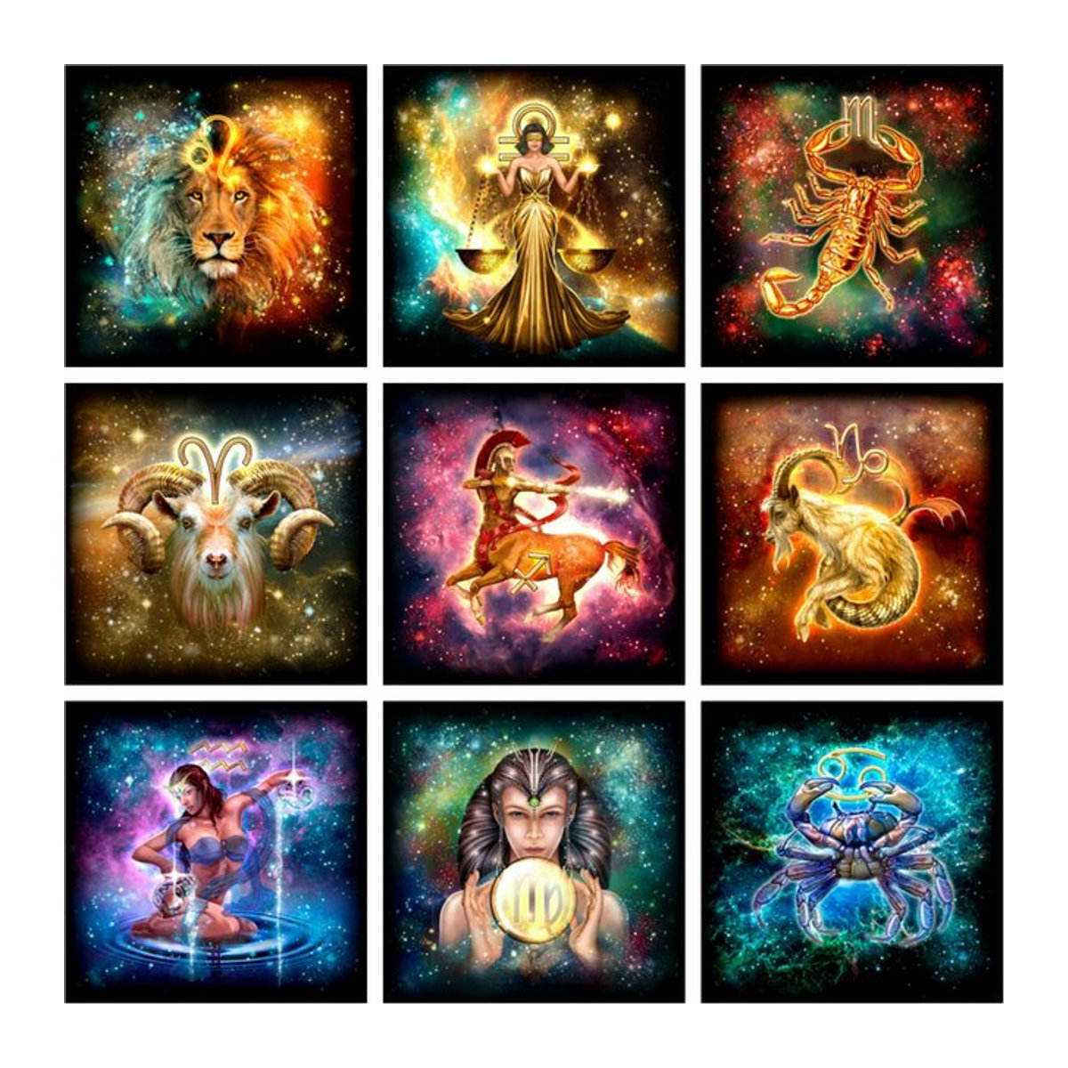 YUTTEE Diamant-Mosaik Set mit 12 Sternbildern und astrologischen Zeichen, DIY Diamond Painting mit vollen Bohrern, mehrfarbig, rund - Bild 1