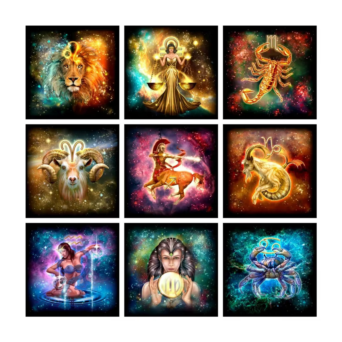 YUTTEE Diamant-Mosaik Set mit 12 Sternbildern und astrologischen Zeichen, DIY Diamond Painting mit vollen Bohrern, mehrfarbig, rund - Bild 4