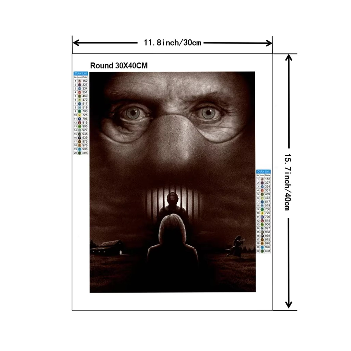 YUTTEE Diamantgemälde The Silence Of The Lambs Horrorfilm Mosaik Bild Mehrfarbig Rund - Bild 3