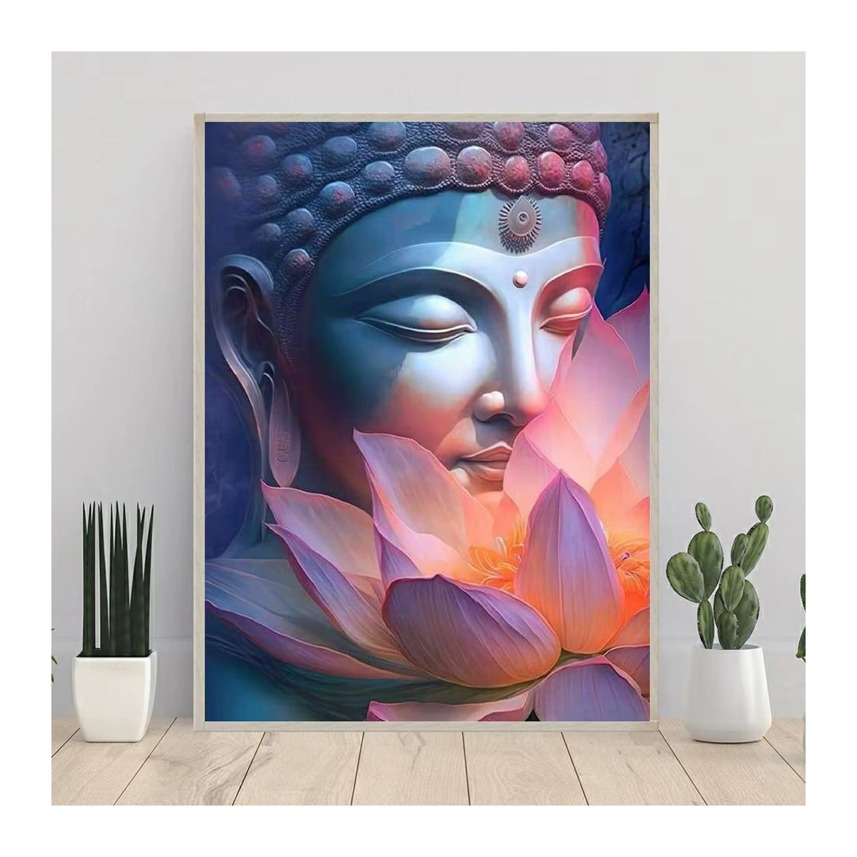 YUTTEE Diamantmalerei 5D DIY Buddha Set mit runden Steinen, Mehrfarbiges Mosaik-Stickerei Set im orientalischen Design - Bild 3