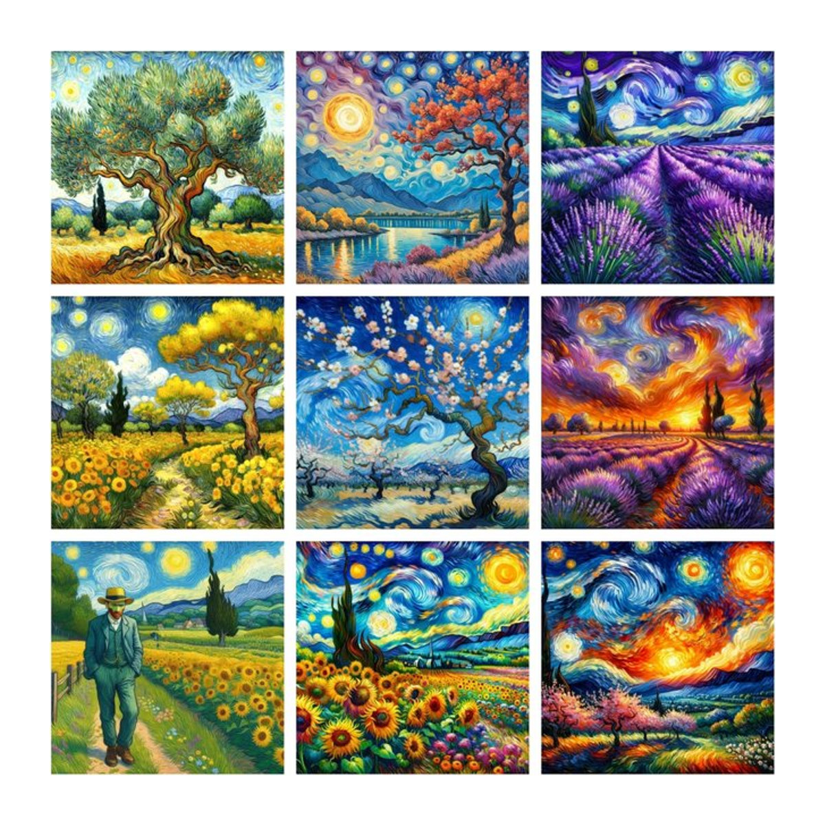 YUTTEE Diamantmalerei Baum des Lebens Motiv im Van Gogh Stil als DIY Mosaik Set in Mehrfarbig - Bild 1