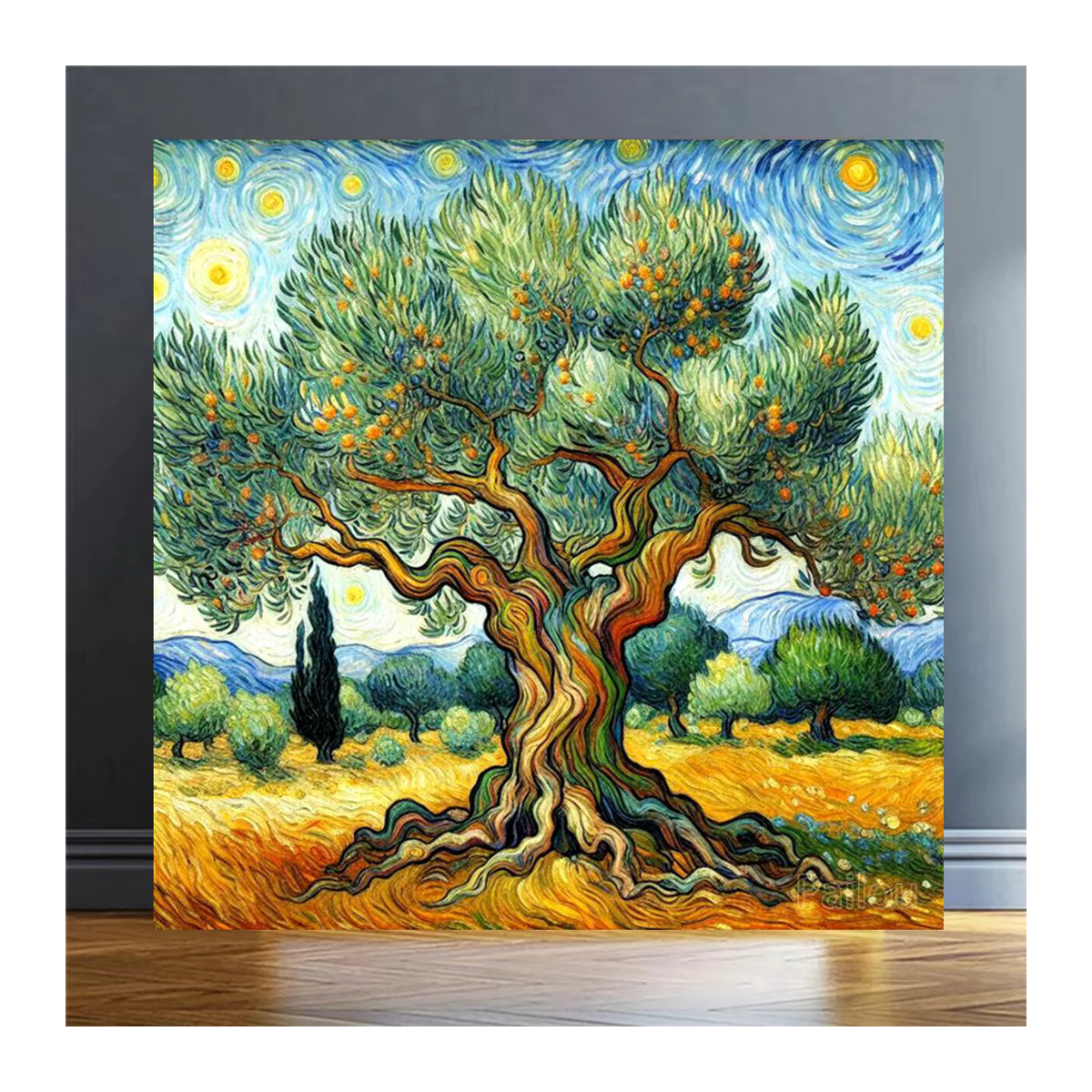 YUTTEE Diamantmalerei Baum des Lebens Motiv im Van Gogh Stil als DIY Mosaik Set in Mehrfarbig - Bild 2