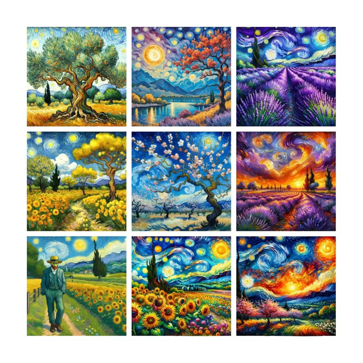 YUTTEE Diamantmalerei Baum des Lebens Motiv im Van Gogh Stil als DIY Mosaik Set in Mehrfarbig - Bild 3