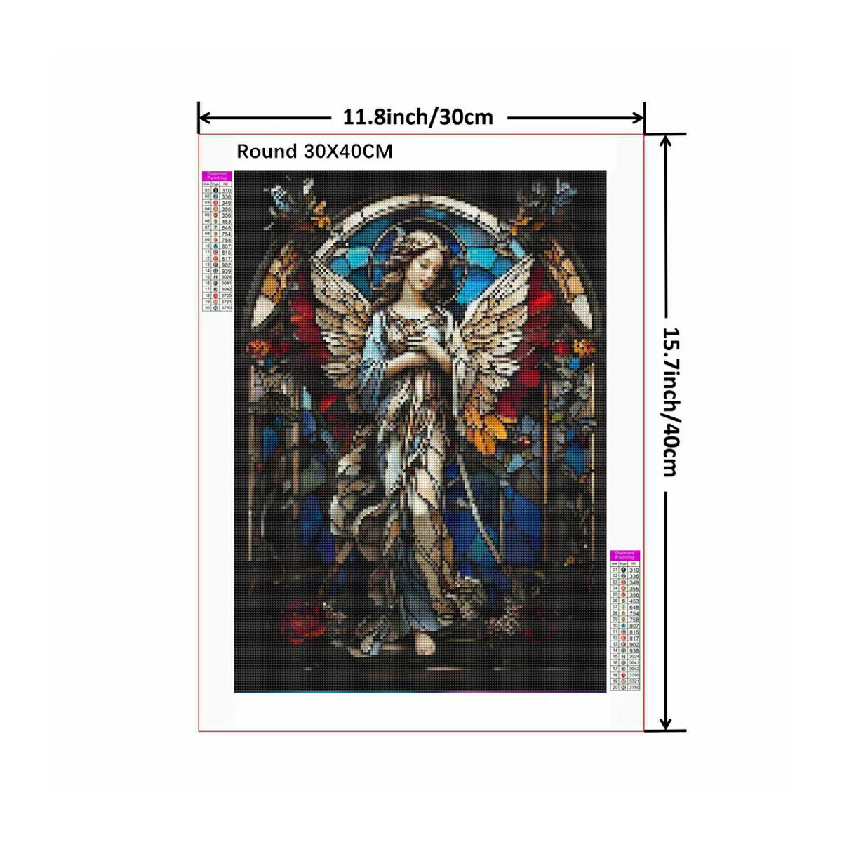 YUTTEE Diamantmalerei Ostern Motiv mit Jungfrau Maria Jesus und Kreuz als religiöses DIY Mosaik Stickerei Set in Mehrfarbig, Wandmontiert, Durchmesser: 30 cm - Bild 2