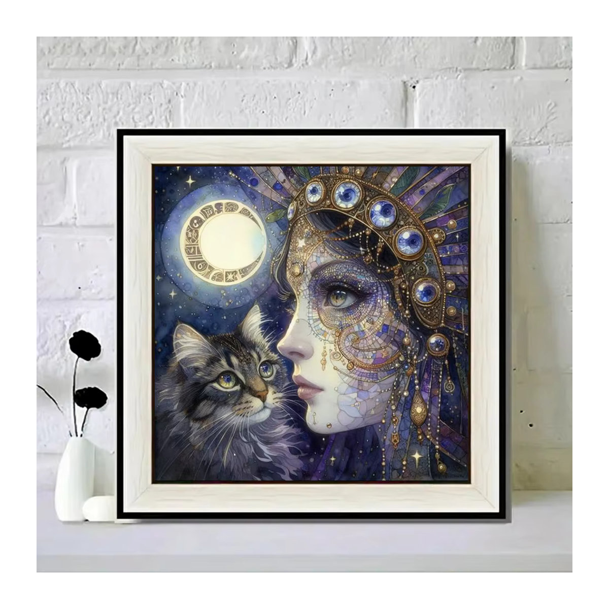 YUTTEE Diamond Painting DIY Set Gotische Frau mit Katze und Sternzeichen Motiv Mehrfarbig - Bild 3