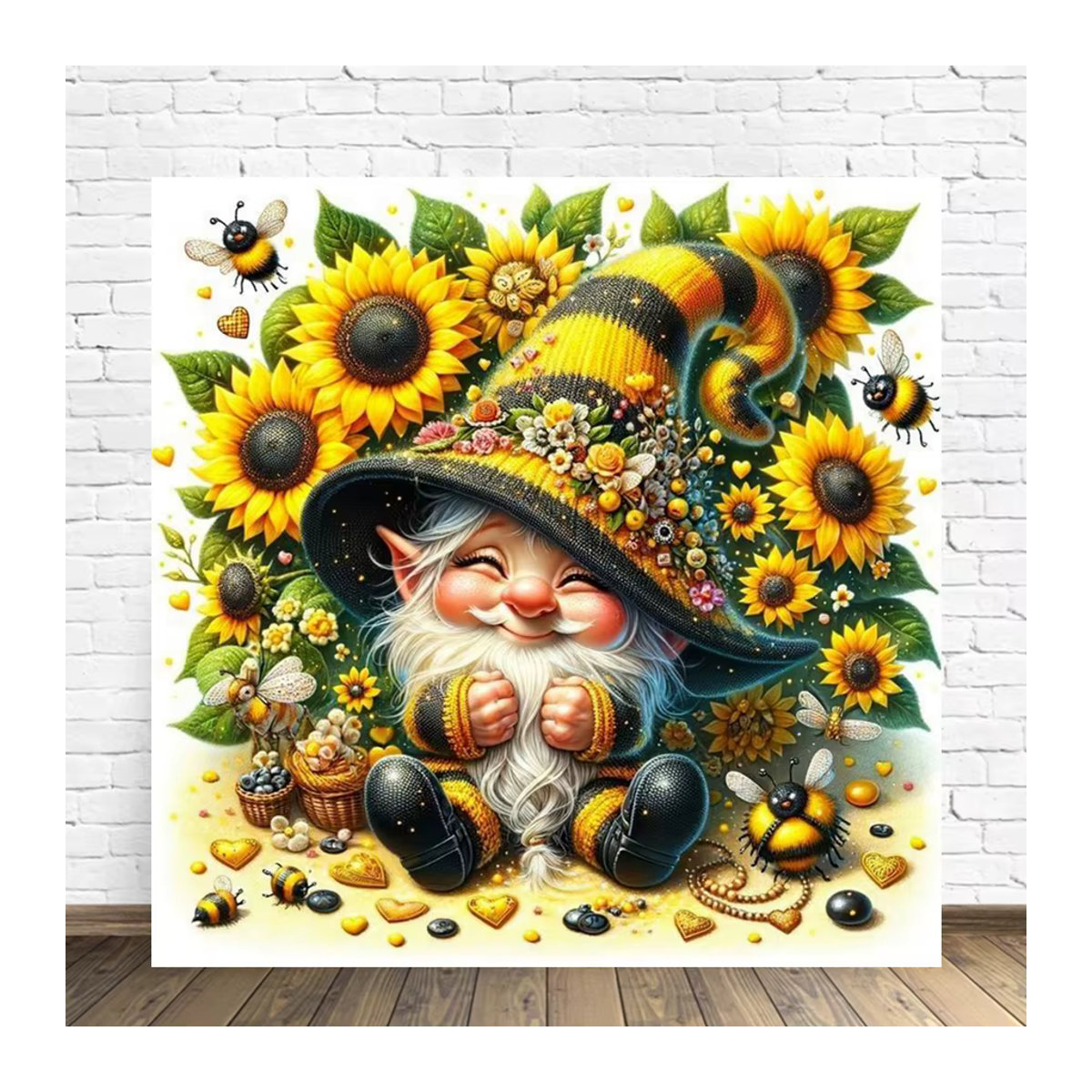 YUTTEE Diamond Painting DIY Set Weihnachten Cartoon Motiv mit Sonnenblumen und Blumen in Mehrfarbig, Rund - Bild 2